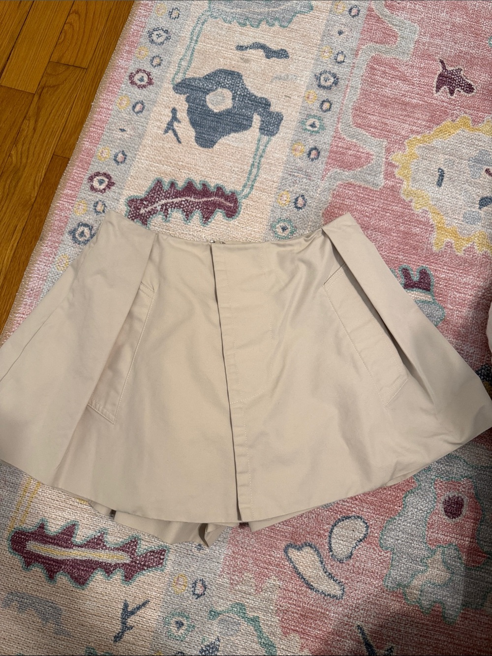 Beige Mini Skater Skirt - Classic A-Line